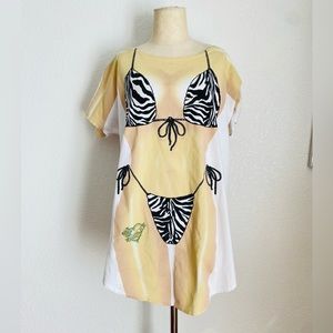 Vintage Style Bikini Body Oversized T-Shirt Dress Zebra